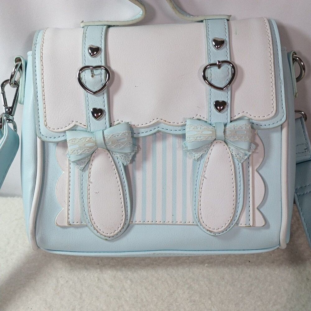 Hot Topic Pastel Blue Bunny Ear Crossbody Bag Sweet Society Blue & White Kawaii - Picture 2 of 16
